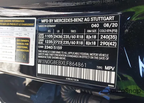 2020 Mercedes-Benz Glc 300 4Matic z USA, uszkodzony, nr VIN W1N0G8EBXLF864861